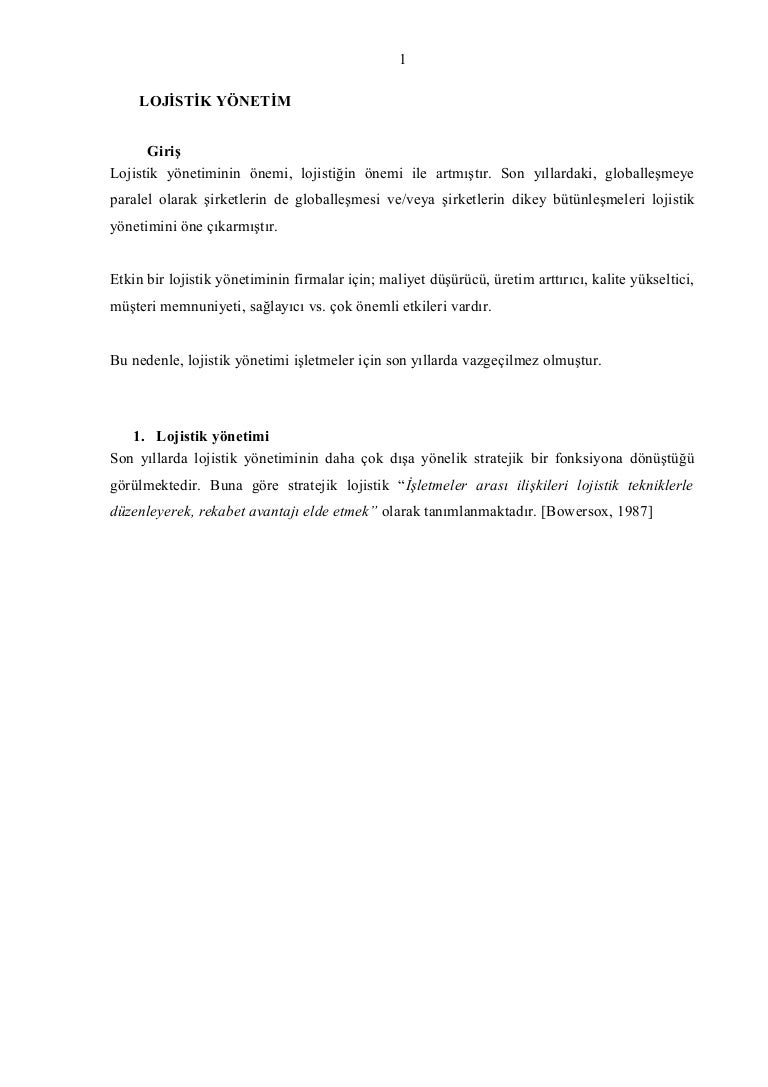 Lojistik departmanı ve fonksiyonları Lojistik departmanı ve fonksiyonları
